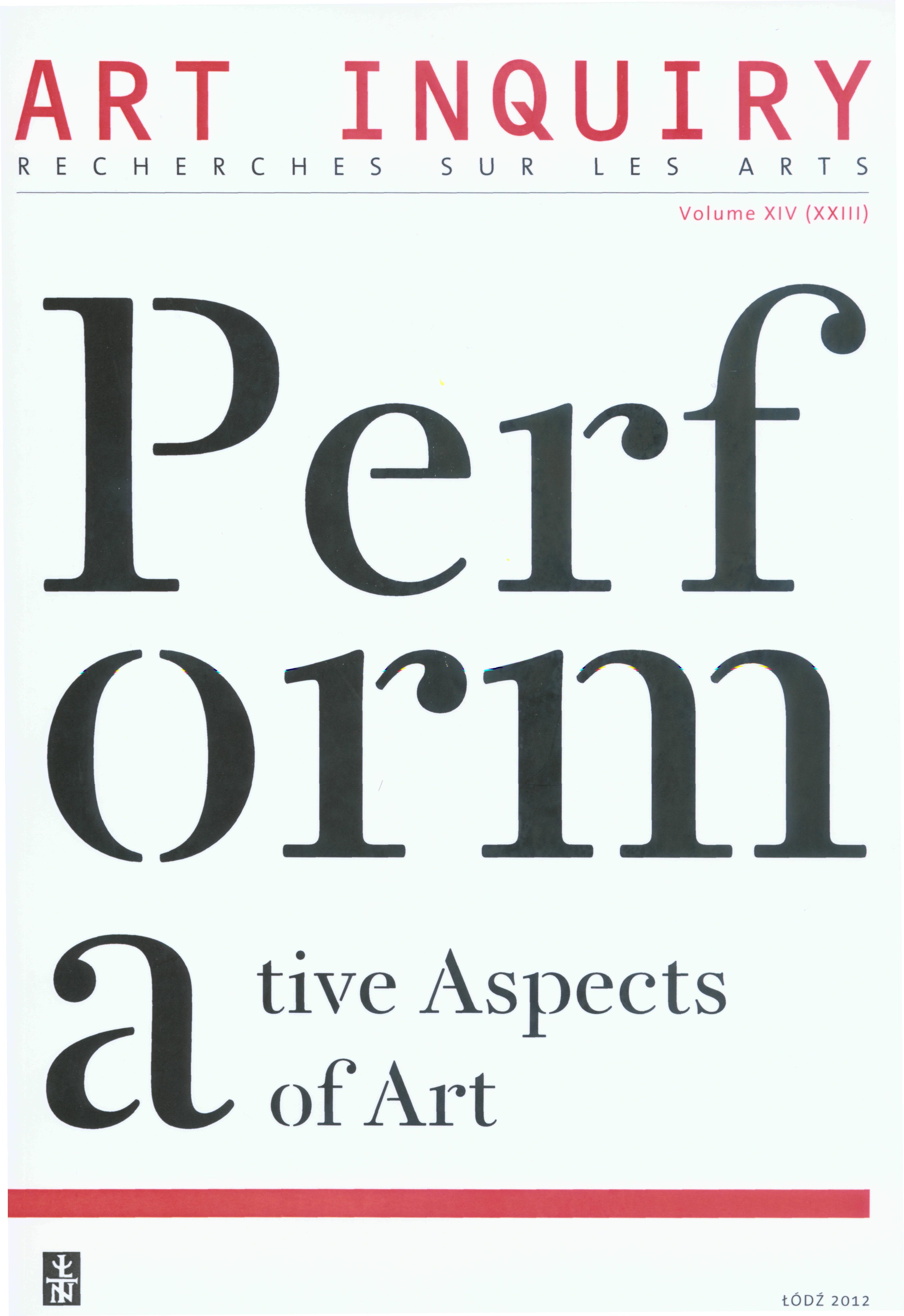 					View Vol. 14 (2012): Performative aspects of art
				